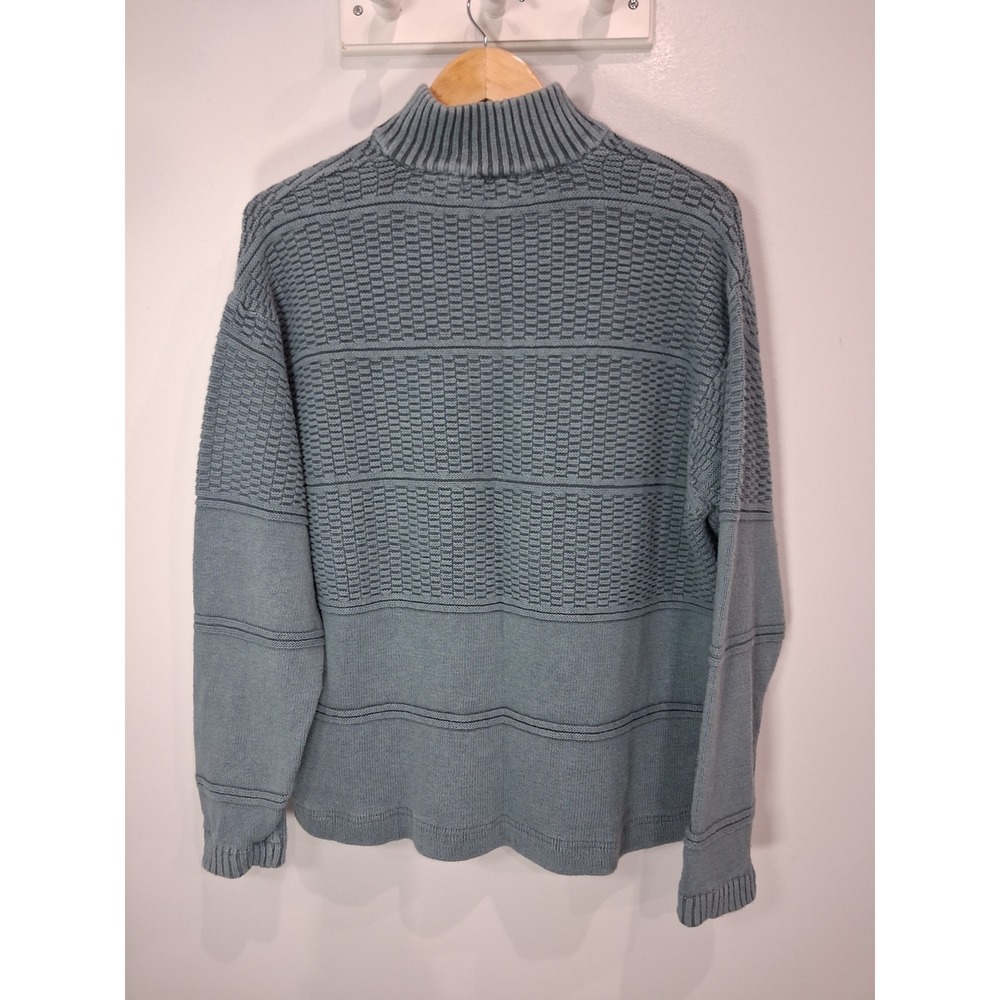 The Territory Ahead Mens Blue Textured Ramie Cotton Quarter Zip Sweater Medium - Picture 4 of 6